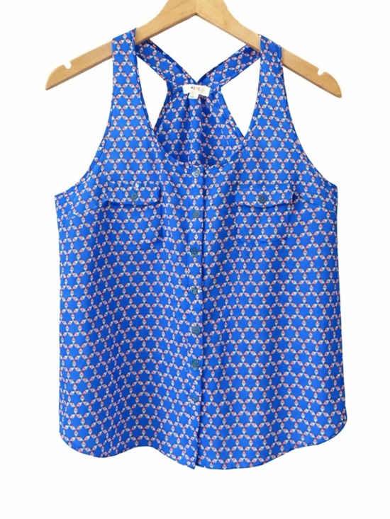 mine Tops - MINE Blue Geometric racerback tank Blouse – Size L